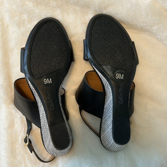 Calvin Klein Black Leather Wedges. US Size 9. - Picture 4 of 5